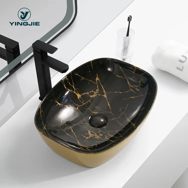 Sanityware Black Gold Marmor Golden Wash Diskbänk